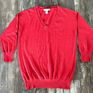 BANANA REPUBLIC WOMEN RED WARM SWEATER, SIZE SMALL